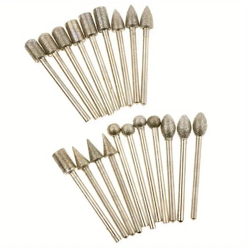 20PC Diamond Grinding Heads for Jade Carving and Sanding